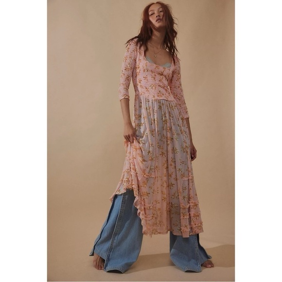 Free People It's Fate Midi Dress in Powder Pink Size Small NWT New - Picture 4 of 16